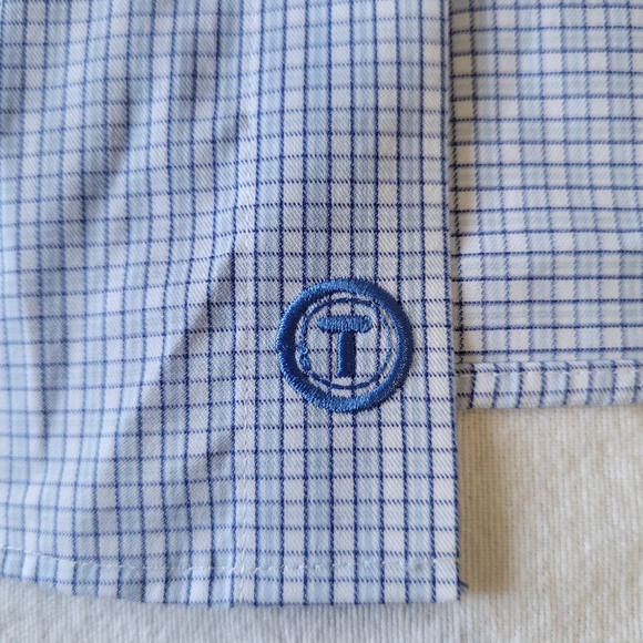 Twillory Performance Blue White Plaid Long Sleeve Button Down 18 Tailored 34/35 - Picture 4 of 7